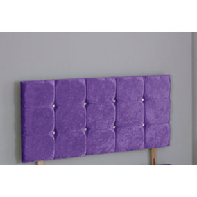 2FT6 Small Single 26inch   Purple  Crush Velvet  Cube headboard