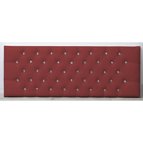 2FT6 Small Single 26inch   Red Faux Leather Chesterfield headboard