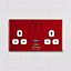 2G 13A Double USB Switched Socket Red