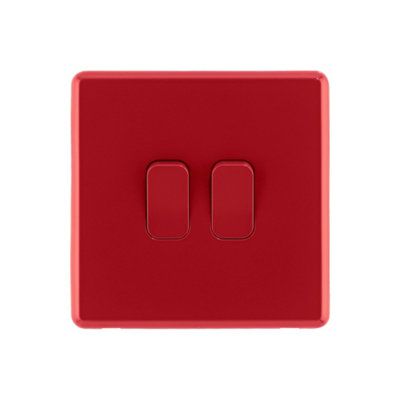 2G 2W 10A Light Switch Red Colour