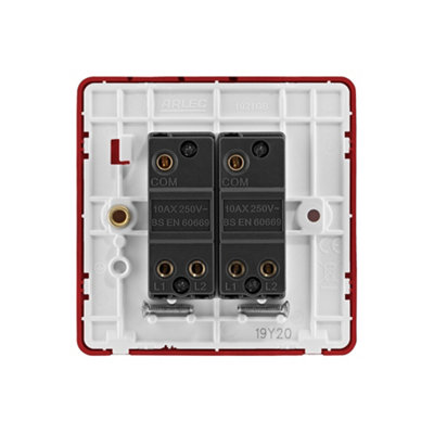 2G 2W 10A Light Switch Red Colour