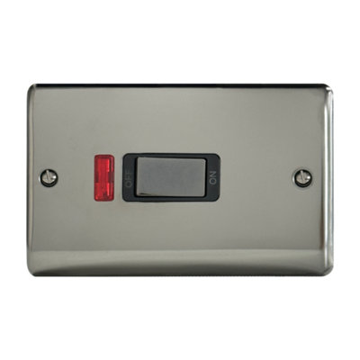 2G 45A DP Switch c/w Neon Black Nickel, Black Insert, 5