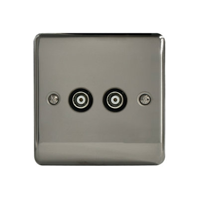 2G Coaxial Socket Black Nickel, Black Insert, 10