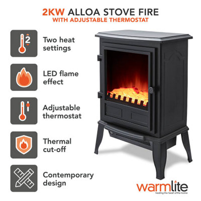 2KW Alloa Log Effect Fire Stove Black