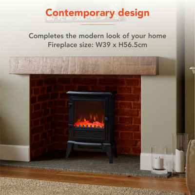 2KW Alloa Log Effect Fire Stove Black - 7