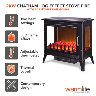 2KW Chatham Log Effect Fire Stove Black