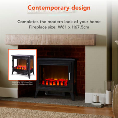 2KW Chatham Log Effect Fire Stove Black - 7