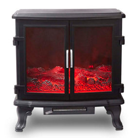 2KW Gillingham Log Effect Fire Stove with 8 Hour Timer Black