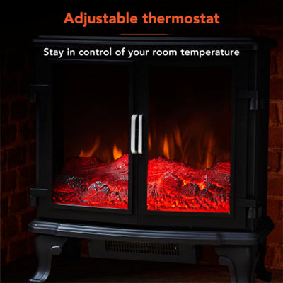 2KW Gillingham Log Effect Fire Stove with 8 Hour Timer Black - 5