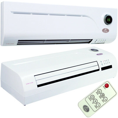 2KW HOT -Electric Over Door Warm u0026 Cool Fan Heater- Air Curtain LED Remote  Timer | DIY at Bu0026Q