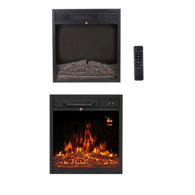 2kW LED Electric Log Fireplace Core with Thermostat & Remote Control