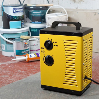 2kW PTC Turbo Fan Industrial Space Heater with 3 Heat Settings, Metal Casing, Handle & Adjustable Thermostat - H32.5 x W20 x D15cm Price Comparisons | Compare The Build