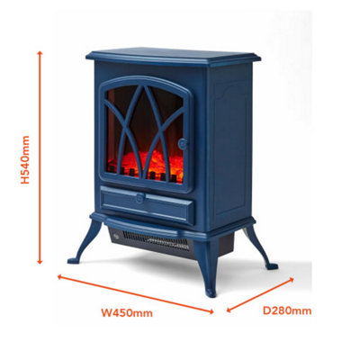 2KW Stirling Electric Fire Stove Midnight Blue - 8