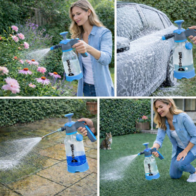 Draagbare 2L Schuimspuit – Voor Auto, Tuin En Ramen – Verstelbare Straal, Handbediend, Universeel Inzetbaar! 2 miniatura