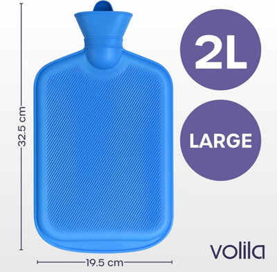 2L Hot Water Bottle with Cover Heat Pad with Blue Faux Fur for Period ...