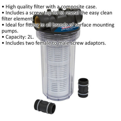 2L Inlet Filter Suitable For ys11768 & ys11737 Surface Mounting Water Pumps