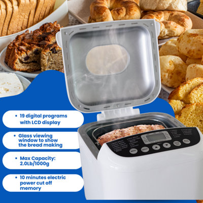 2LB Bread Maker with 19 Programs, LCD Display, Timer, Keep Warm ...