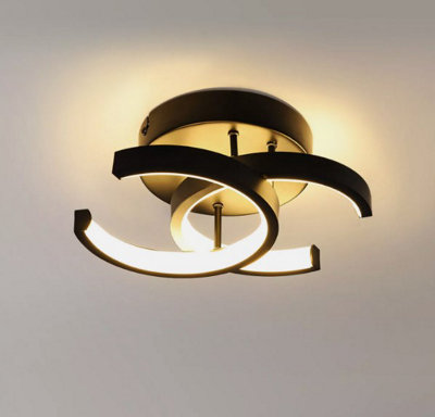 2Light LED Ceiling Lights Modern Flush Mount Ceiling Lamp Black 24cm