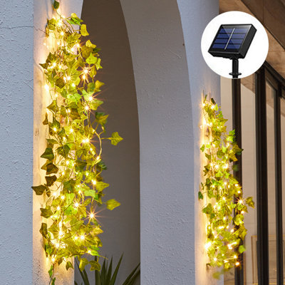2M 20L Two Colours Maple Leaf Green Vine Solar Garden Decorative Lights