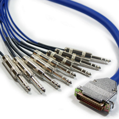 2m 25 Pin D Sub to 8 x 6.35mm 1/4" Jack Plug Loom Cable Serial Signal Snake Lead