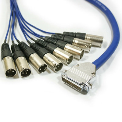 2m 25 Pin D Sub to 8x 3 Pin XLR Male Loom Cable Serial Audio Signal ...