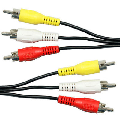 2m 3 RCA Male to Plug Cable Lead PHONO Audio & Video Composite AV TVWire