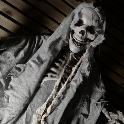 2m (6.5ft) Grey Hanging Halloween Skeleton Ghost Decoration with Chains