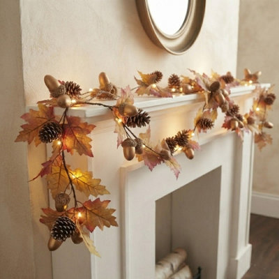2M Acorn Maple Lead Pinecone LED Garland