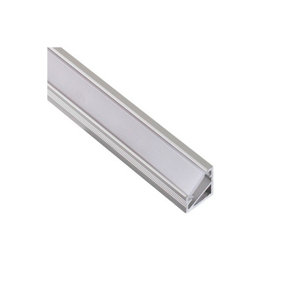 2m Aluminium Profile Corner For LED Lights Strip 5050 3528 Opal Cover - Aluminium Finish - Pack of 5