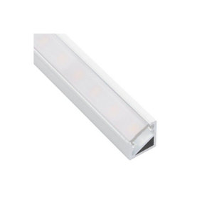 2m Aluminium Profile Corner For LED Lights Strip 5050 3528 Opal Cover - White Finish - Pack of 5
