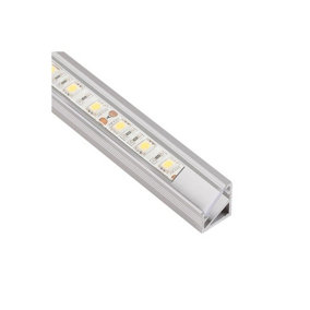 2m Aluminium Profile Corner For LED Lights Strip 5050 3528 Transparent Cover - Aluminium Finish - Pack of 5