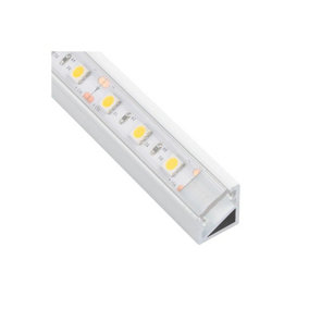 2m Aluminium Profile Corner For LED Lights Strip 5050 3528 Transparent Cover - White Finish - Pack of 5