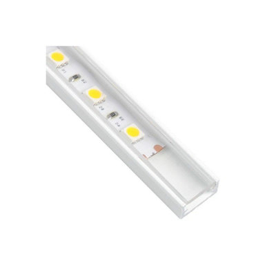 2m Aluminium Profile Surface For LED Lights Strip 5050 3528 Transparent Cover - White Finish - Pack of 5