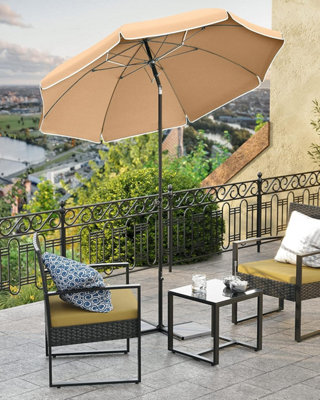 black and white floral patio umbrella JONATHAN Y Beverly 9 ft. Designer Scalloped Fringe Half Market Patio Umbrella with Crank and Push Button Tilt in Blue/White/Cream