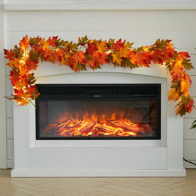 2m Artificial Maple Leaf Autumn Christmas Garland with 5m LED Light