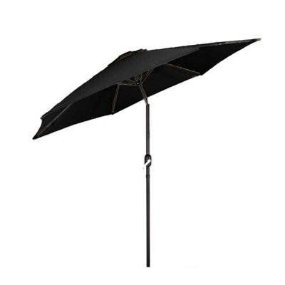 2m Black Outdoor Crank and Tilt Garden Parasol
