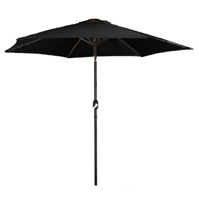 2m Black Outdoor Crank and Tilt Garden Parasol - 3