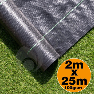 2m by 25m Dihl Weed Membrane Roll Black Polypropylene Weed Membrane