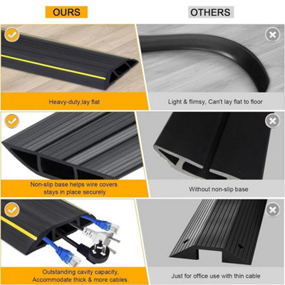 2M Cable Protector Floor Cable Cover Outdoor Black Rubber Wire ...