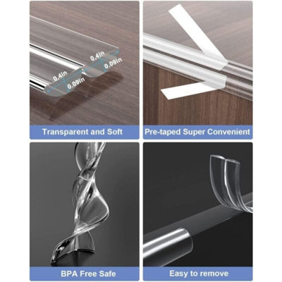 2M Clear Soft Silicone Corner Protector Strip With Strong Adhesive Pre ...