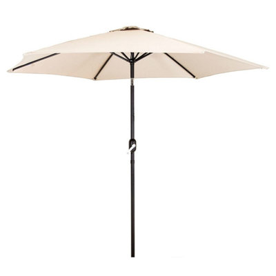 2m Cream Outdoor Crank and Tilt Garden Parasol - 3
