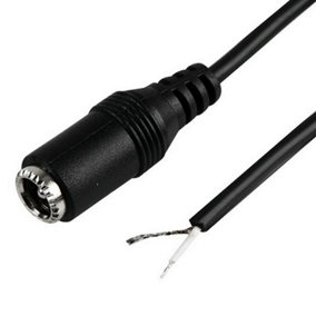 2M DC Power Cable Lead 5.5mm x 2.1mm Female Socket to Bare Ends CCTV Camera DVR