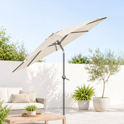 Buy 2M Garden Crank & Tilt Cream Parasol | DIY at B&Q