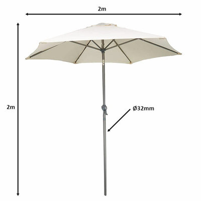 2M Garden Crank & Tilt Cream Parasol - 7