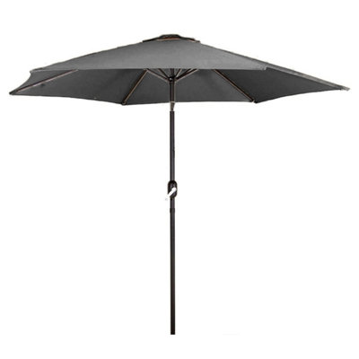 2m Grey Outdoor Crank and Tilt Garden Parasol - 3