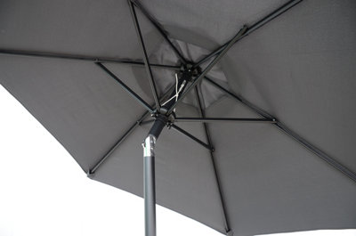 2m Grey Outdoor Crank and Tilt Garden Parasol - 4