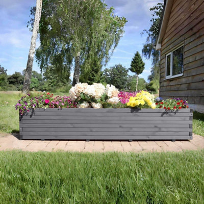 2m Grey Pine Raised Trough Planter