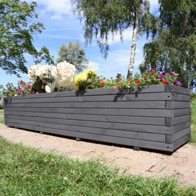 2m Grey Pine Raised Trough Planter - 4