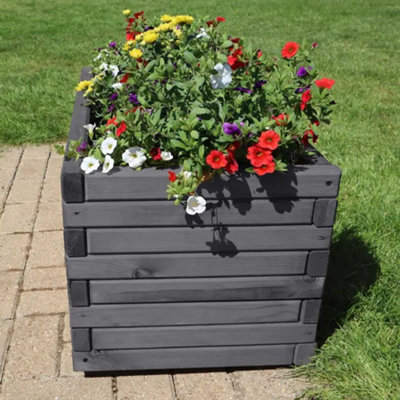 2m Grey Pine Raised Trough Planter - 5