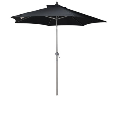 2m Lightweight Black Aluminium Garden Parasol with Tilt Mechanism DIY